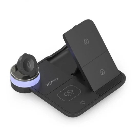 BASE CARGADOR AISENS SMARTPHONE/APPLE WATCH/AURICULARES WIRELESS 15W USB-C BLACK
