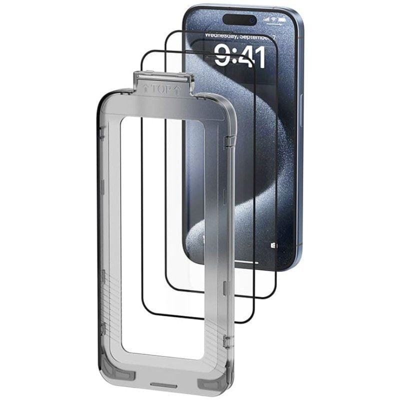 PROTECTOR PANTALLA VENTION CRISTAL TEMPLADO IPHONE 15 PRO + HERRAMIENTA INSTALACION