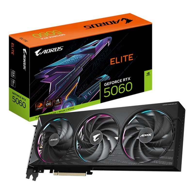 TARJETA DE VIDEO NVIDIA GIGABYTE RTX5060 ELITE OC 8GB RGB GDDR7 PCIE 5.0